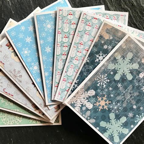 Handmade Winter Holiday Cards Set With Snowflakes and Snowmen, Winter ...