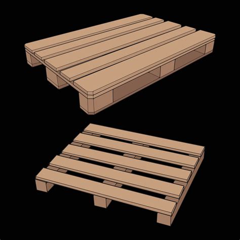 Set Of Wooden Pallet Vector Illustration On Black Background Isolated