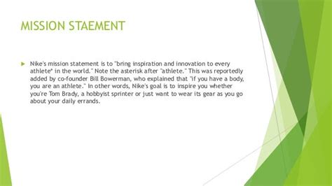 Mission and vision statement of nike