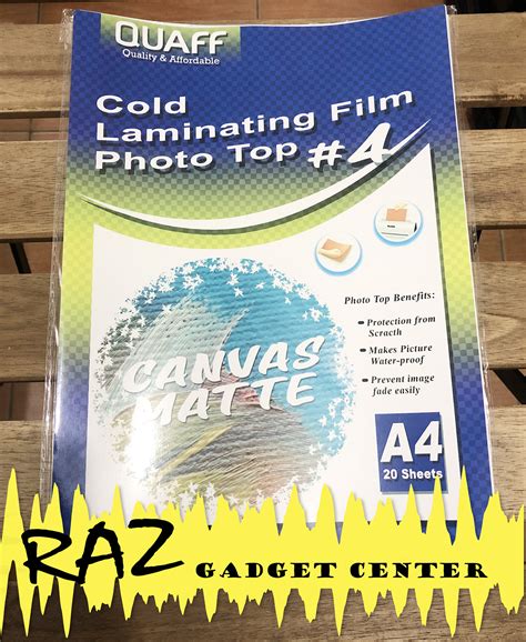 Quaff Cold Laminating Film Photo Top CANVAS MATTE A4 Size 8 25 X 11 75