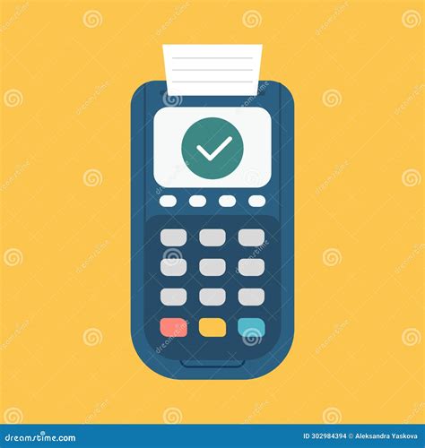 POS Terminal with Receipt. Approved Payment Check Mark Stock Vector
