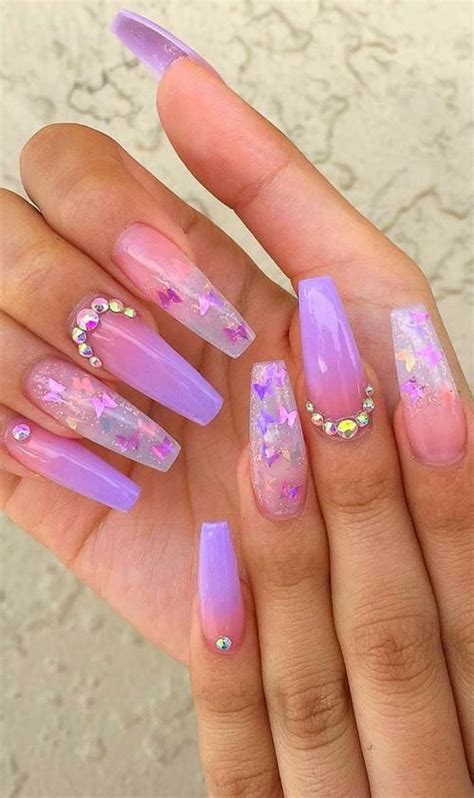 Id Ias De Unhas Lil S Decorada Decorated Lilac Nails Butterfly