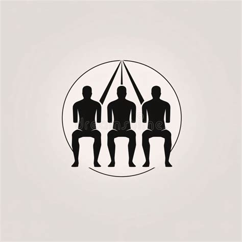 Black Silhouette Tattoo Of Three People Sitting In A Circle On White Background Vector