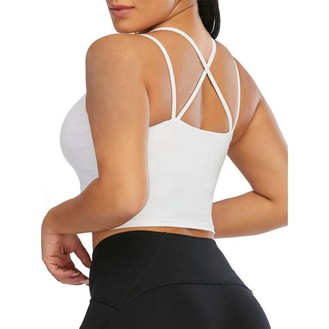 Lelinta Seamless Padded Strappy Sports Bra For Women Sexy Crisscross Back Medium Support Yoga