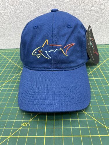 Greg Norman Blue Embroidered Shark Logo Strapback Golf Hat Cap New