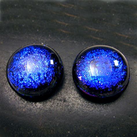 Sparkling Blue Dichroic Glass Stud Earrings Fused Glass Etsy