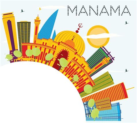 Premium Vector Manama Skyline With Color Buildings Blue Sky And Copy