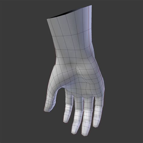 3D Model Realistic Low Poly Hand Base Mesh VR AR Low Poly Rigged