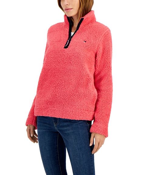 Tommy Hilfiger Womens Sherpa 14 Zip Pullover Jacket Macys