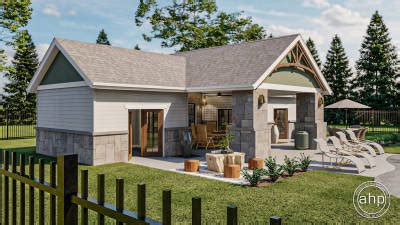 Craftsman Style Pool House Plan Waldron