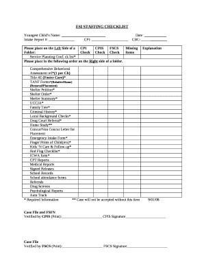 Esi Checklist Doc Template Pdffiller