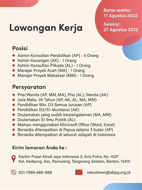 Perhatikan Iklan Lowongan Pekerjaan Berikut