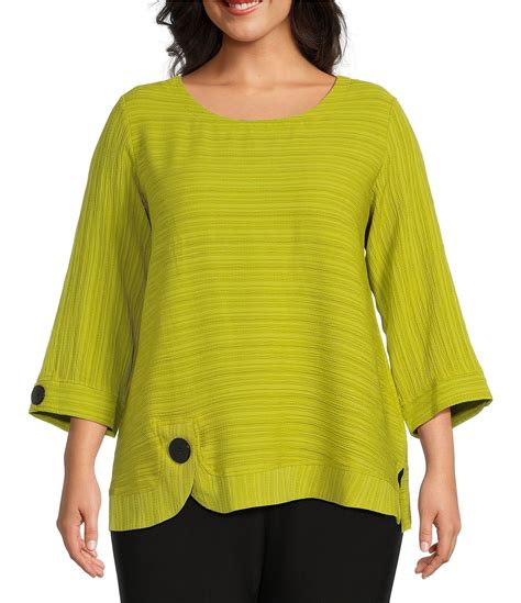 Ali Miles Plus Size Woven Textured Jacquard Scoop Neck Sleeve