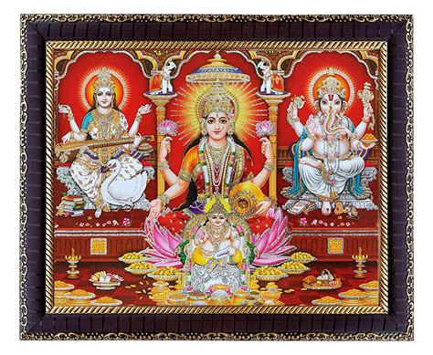 Buy KHANNA laxmi/Lakshmi/mahalaxmi with Ganesh ji Saraswati maa and kuber ji Photo Frame for ...