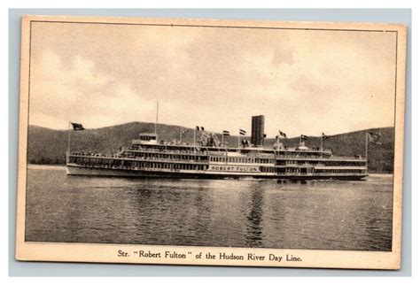 Vintage 1917 Photo Postcard Steamer Robert Fulton Hudson River Day Line New York Topics