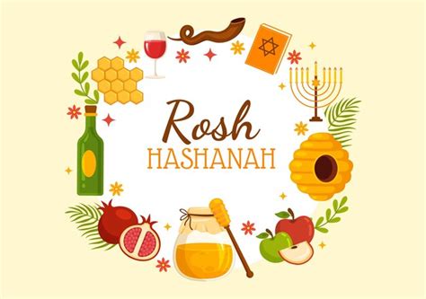 Feliz Ilustra O Vetorial De Rosh Hashan Do Feriado De Ano Novo