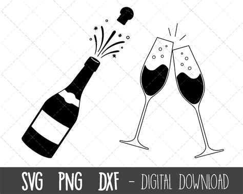 Sektflasche Svg Sekt Gl Ser Svg Feier Svg Kork Pop Vektor Etsy Schweiz