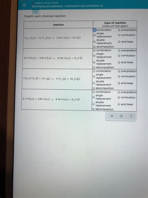 Solved SIMPLE REACTIONS Identifying Precipitation Chegg