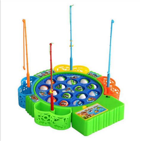 Fishing Game Toy Pole and Rod Fish Board Rotating with Music Fine Motor ...