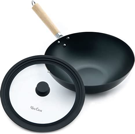 Uno Casa Carbon Steel Wok Pan Inch Non Stick Wok With Lid Durable