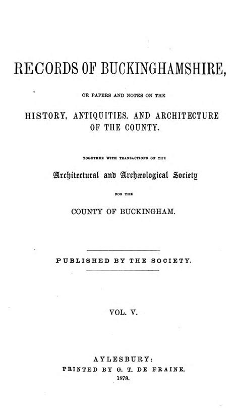 Buckinghamshire Archaeological Society Records Of Bucks Articles