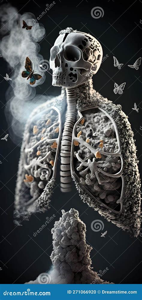 Cigarettes Ash In Lung No Smoking Concept Vector Illustration