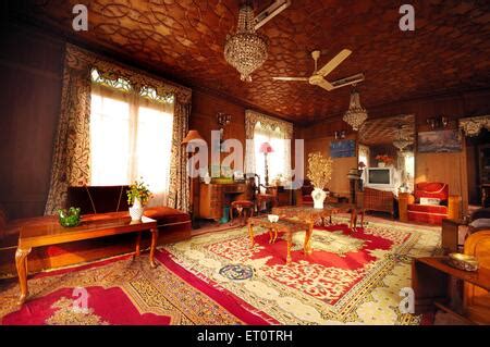 Interior of houseboat ; Srinagar ; Jammu and Kashmir ; India Stock ...