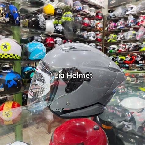 Jual Helm Half Face NHK R1 Max Double Visor Solid Dim Grey NHK R1 Max