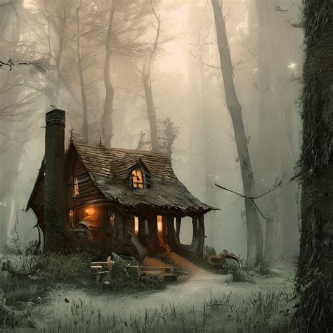 Spooky Witch Cabin in the Woods Graphic · Creative Fabrica