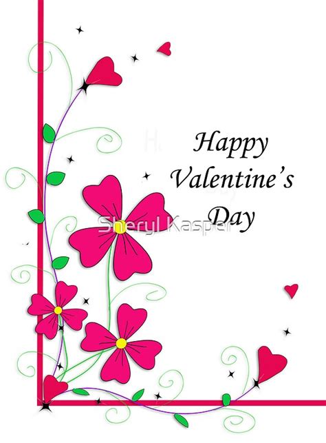 "Valentine Flower Border" Greeting Cards by Sheryl Kasper | Redbubble