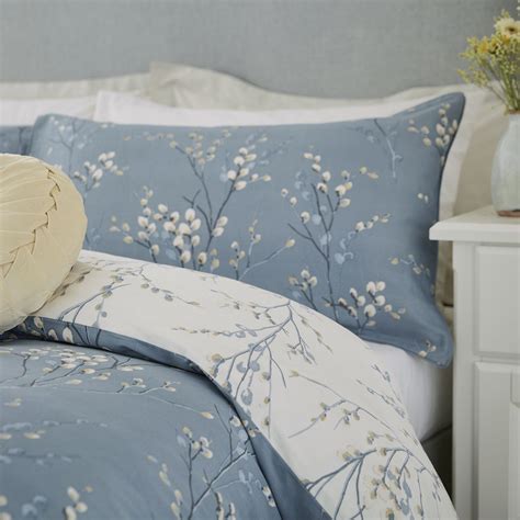 Laura Ashley Pussy Willow Standard Pillowcase Pair Dark Sea