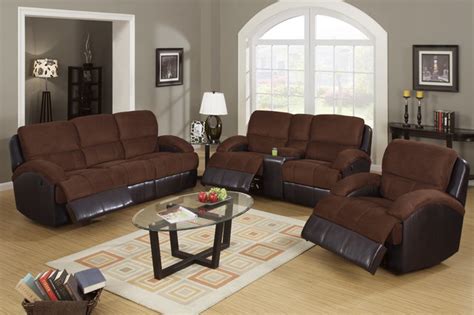 Chocolate Microfiber Leather Reclining Sofa Loveseat Power Motion Set