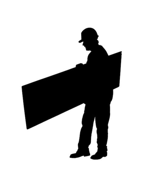 Silueta De Constructor Aislada Sobre Fondo Blanco Ilustración Vectorial En Estilo Plano Vector