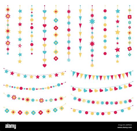 Vector Set Of Festive Buntings Flags And Garlands Stock Vector Image