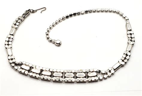 Vintage Rhinestone Kramer New York Glass Choker Neckl Gem