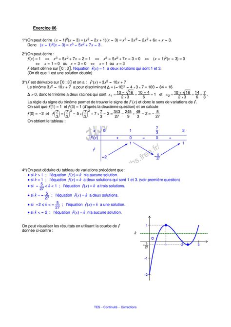 D Rivation Continuit Et Convexit Maths Terminale Es Exercices