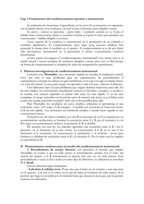 Cap 5 Fundamentos Del Condicionamiento Operante O Instrumental