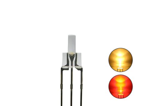 DUO Bi Color LED 2mm lang klar 3pin Anode warmweiß rot