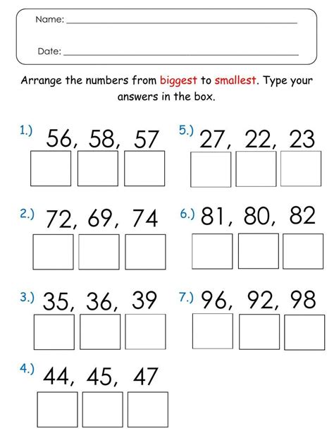 Arranging Numbers From Biggest To Smallest Worksheet Live Worksheets Worksheets Library