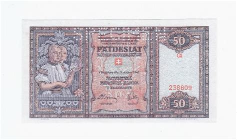 87 Slovenský stát 50 korun 1940 specimen série Gl stav N UNC