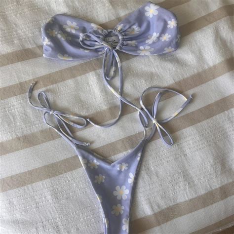 Blue And White Floral Bikini Set Vincija Swim Depop