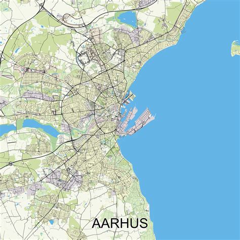 Aarhus, Denmark map poster art 45743660 Vector Art at Vecteezy