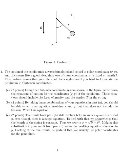 Solved Figure 1 Problem 1 1 The Motion Of The Pendulum Is