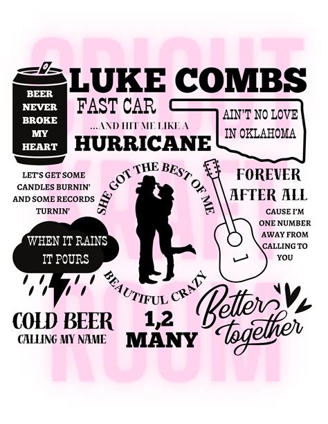 Luke Combs Digital Design Svg Cricut Cut File Sublimation Silhouette Songs Design