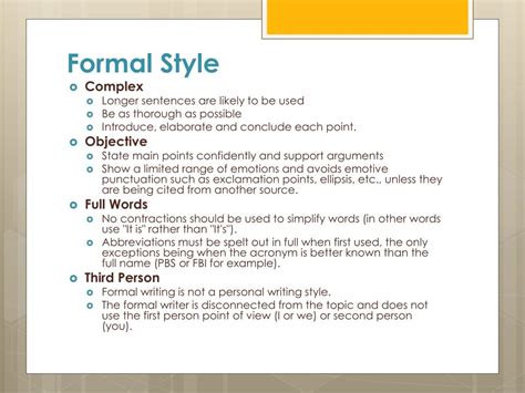 PPT - Informal & Formal Styles of Writing PowerPoint Presentation - ID:1903672