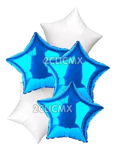 Globos Metalicos Estrella Fiesta Azul Rey Y Blanco Cm Mercadolibre