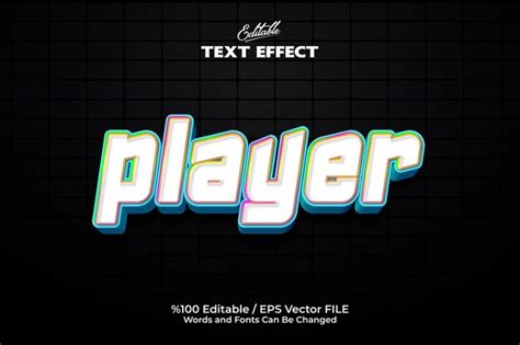 Effet De Texte Player Modifiable Crit Sur Fond Noir Vecteur Premium