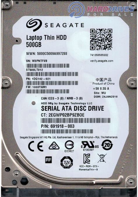 ST500LT012 P/N: 1DG142-021 F/W: 1003YAM1 WU W3P Seagate 500GB Laptop HDD