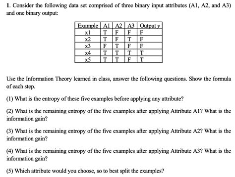 Solved Consider The Following Data Set Comprised Of Three Chegg