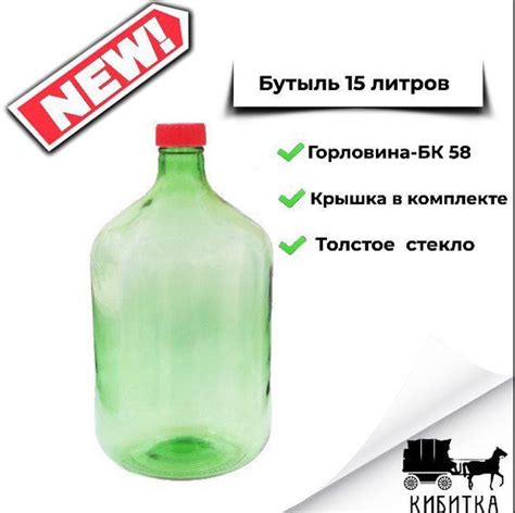 Бутылка для воды 15л БК-58 зеленая 1шт, бутылка с крышкой для вина ...